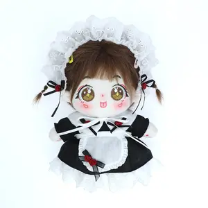 Doll Dress British Style Maid Suit Outfit Hand Made Baby With Headdress Hair Accessories Lace Headband Change Doll Cotton Doll