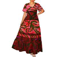 Robe longue décontractée ample à col en V et manches courtes pour femme, imprimé spirale tie-dye style bohème, superposée, coupe gâteau, longueur ras du sol, vente en gros