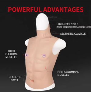 Camiseta de Músculos Artificiales para Cosplay, Simulación de Cuerpo Masculino, Realzador de Músculos Falsos, Súper Suave y Cómoda, <span class=keywords><strong>Disfraz</strong></span> de Músculos de Silicona para Adultos - Product Image 3