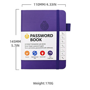 Carnet de mots de passe A6 personnalisé, carnet d'adresses et de téléphones, organiseur de contacts en cuir PU, journal avec logo - Product Image 3
