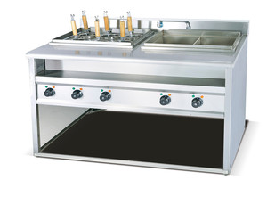 Cuiseur à nouilles électrique commercial en acier inoxydable, machine à pâtes à 6 paniers avec robinet d'eau - Product Image 2