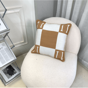 18x18 Inch Square Woven Jacquard H Letter Throw <strong>Pillow</strong> Cover Classic Geometric Pattern <strong>Soft</strong> Acrylic Sofa Cushion Cover Home - Product Image 3