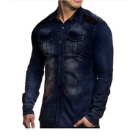 Chemise en jean pour homme la plus vendue, décontractée, automne, manches longues, coupe ajustée, respirante, coton éco-responsable, élasthanne BD