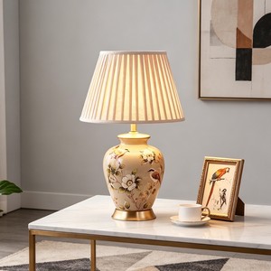 Lámpara de Mesa de Cerámica con Diseño Floral y de Aves, Estilo Chino, E27 LED 220V, Luz Cálida, Decoración para Dormitorio y Sala de Estar - Product Image 4