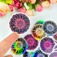 Vente chaude forme personnalisée facile à décoller amovible 3d vinyle paillettes autocollants étanche arc-en-ciel décoratif hologramme autocollants
