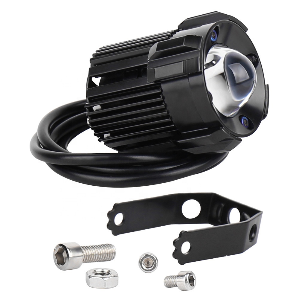 Motorcycle LED Headlight Auxiliary Spotlight Yellow White Dual Color Fog Light 8V-80V 60W Mini projector Lens LED driving light