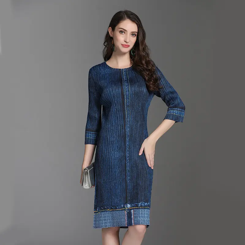 designer jean one piece ladies long denim dress women