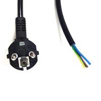 Câble d'alimentation H05VV-F 3x0.75mm² avec fiche Schuko EU vers extrémité dénudée, 16A 250V, câble ouvert CEE7/7 vers rallonge à fils nus