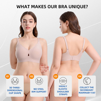 Sujetador deportivo inalámbrico sin costuras 4xl de talla grande con pechos grandes, realce con bandas anchas, diseño festoneado elegante para mujer