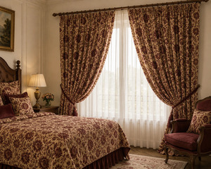 Decorative Vintage Damask Velvet Blackout Curtain Each Panel Art Nouveau Inspired <b>Window</b> Drapery Elegant Room Darkening Home - Product Image 1
