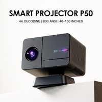 Mini Proyector P50Max con Gamepad, 2+16GB, 450 Lúmenes, Smart TV Android 11 H713, 1080P, WiFi de Doble Banda, Cine en Casa Portátil LED 4K