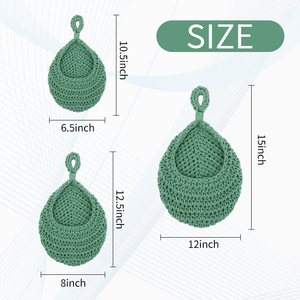 <span class=keywords><strong>Panier</strong></span> de <span class=keywords><strong>fruits</strong></span> suspendu en forme de larme Boho <span class=keywords><strong>panier</strong></span> de corde de coton tissé à la main - Product Image 2