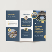 Brochure pliée en trois sur mesure en gros pour OEM - Impression CMJN, pelliculage mat, dépliant promotionnel personnalisé pour agence de voyage