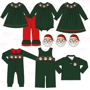 ملابس أطفال مخصصة لعيد الميلاد مطابقة للبيع بالجملة خمر أخضر فرنسي عقدة طفل صغير ملابس سانتا - Product Image 1