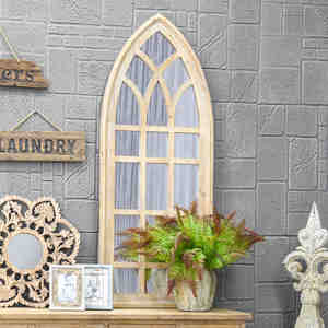 Espejo de Pared de Madera con Marco de Ventana Grande Decorativo para el Hogar, para Sala de Estar - Product Image 6
