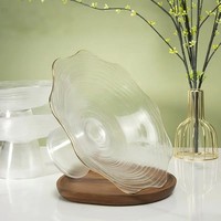 Plateau à fruits sur pied en verre transparent de style européen, pour salon, usage domestique, haute valeur esthétique, luxe léger, rétro