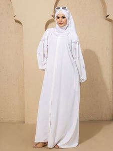 Ropa Casual de Poliéster Más Vendida para Mujer, Abaya Bordada, Hiyab, Vestido Musulmán, Kimono, Eid, Manga Larga, Estilo Árabe Regular, Dubái - Product Image 5