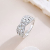 Bague de fiançailles demi-éternité croisée haut de gamme en or blanc 18 carats avec diamants de laboratoire pour femme, bijoux fins, bague en diamant de laboratoire