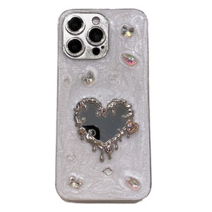 Mới Sang Trọng Long Lanh 3D Nhỏ Giọt Keo Kim Cương Lấp Lánh Đá Quý Mạ Điện Tình Yêu Gương Trường Hợp Điện Thoại Cho Iphone 16 15 13 17 Pro Max Bìa - Product Image 5