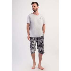 Ensemble Capri à manches courtes pour homme avec poches, col rond respirant, vêtements d'été imprimés - Product Image 4