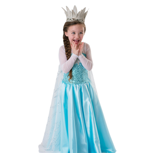 <span class=keywords><strong>Vestito</strong></span> Sintetico Natalizio per Bambine <span class=keywords><strong>Frozen</strong></span> con Mantello Bianco, Tulle Blu con Strascico, Stile Principessa, Personaggio Echo - Product Image 2