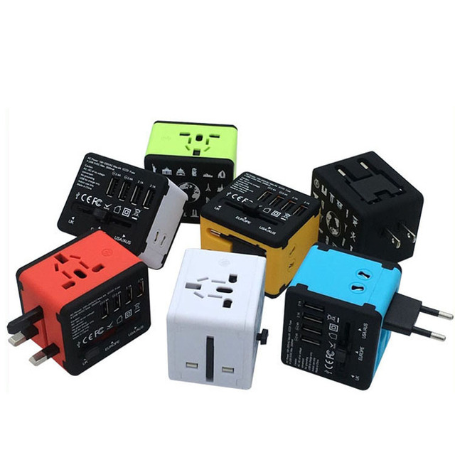 International all in one travel plug 5.6A smart power 3.0A 4 USB 1 Type C universal travel adapter with 4 ultra-fast usb port