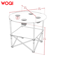 WOQI table pliante d'extérieur portable avec logo personnalisé mobilier de camping au design moderne et cadre en aluminium léger pour pique-nique