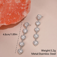 Pendientes de Corazón Románticos KITI, Hipoalergénicos, de Acero Inoxidable, con Circonita Cúbica Brillante, Chapados en Oro PVD, Regalo de Joyería