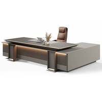 Table de conférence de direction moderne en bois brun - Console de contrôle en MDF, marque ML, garantie 5 ans