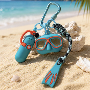 Mini porte-clés 3D en silicone, masque de plongée, palmes, bouteille de plongée, pendentif, souvenir de plage, breloque de sac, cadeau pour les amateurs de plongée - Product Image 1