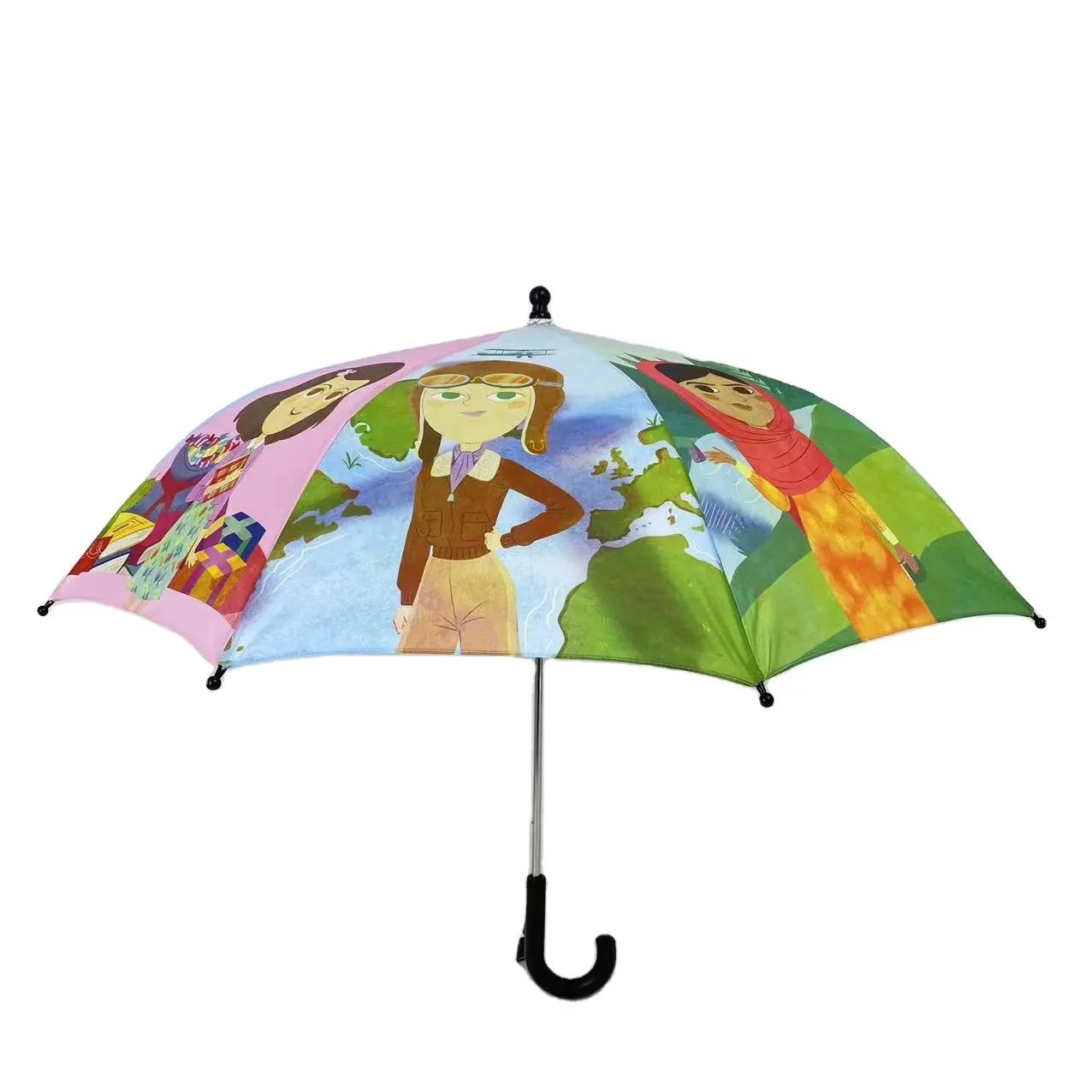 190T Polyester ponje rüzgar geçirmez özel baskı çocuk çocuk şemsiye