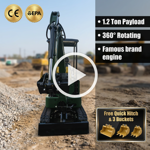Excavadora hidráulica de orugas de 1.2 toneladas con garra, ripper, cucharón nivelador, herramienta para huertos, viñedos y servicios municipales, bajo consumo de combustible - Product Image 1