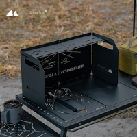 Panneau coupe-vent pliable en acier au carbone à 4 volets pour réchaud à gaz portable, brûleur, protection contre le vent pour barbecue extérieur, noir