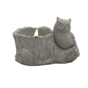 Owl and tree stump shape led cement wax candle, artcrafts, ornaments for table,home decor
