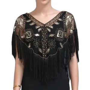 Nuovi Scialli Anni '20 per Donne, Scialli da Sera con Paillettes e Perline per Donne, per Occasioni Formali/Feste/Matrimoni/Spettacoli Notturni Stile Harlem - Product Image 2