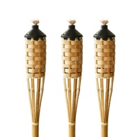 Torche à huile Tiki en bambou écologique haute pour usage extérieur, idéale pour Noël, Pâques et anniversaires