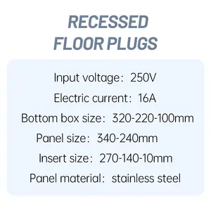 שקע רצפה פתוח משובץ שישה מצבים שילוב חשמל שטיח נירוסטה תקע שטוח EU תקע AC יציאה להתאמה אישית