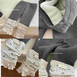 Tongxingyuan Winter Korean Style Lace Fleece Leggings For Girls Solid Color Cotton Long Pants Fall 2025 - Product Image 5