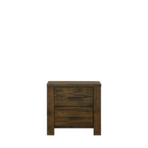 Comodino Merrilee con finitura in rovere e due cassetti per riporre oggetti in camera da letto - Product Image 1