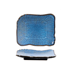 Assiettes à dîner en céramique texturées irrégulières avec glaçure réactive pour sushis, pâtes et <span class=keywords><strong>cuisine</strong></span> asiatique moderne - Product Image 6