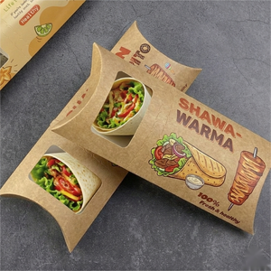 Disposable Recycled Materials Takeout Packaging for Arabic Grill <b>Wraps</b> Custom Branded Kebab Pillow Boxes Shawarma Compartment - Product Image 6