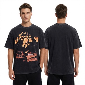 Cross-Border New American Street Hip-Hop 280 Grams Cotton Retro Casual Cartoon Short Sleeve Breathable Screen Printed T-Shirt - Product Image 1
