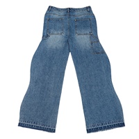 Pantalon en denim bleu lavé en jeans avec patch de broderie complet pour hommes et hommes
