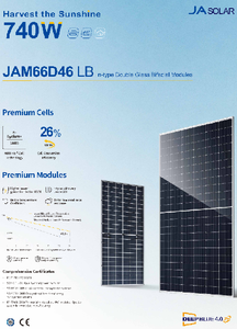 สินค้าพร้อมส่ง แผงโซลาร์เซลล์แบบสองหน้า Deep Blue 4.0 JA 740W Bifacial Solar N-type PERC Double Glass PV Module JAM66D45 LB ประสิทธิภาพสูง - Product Image 5