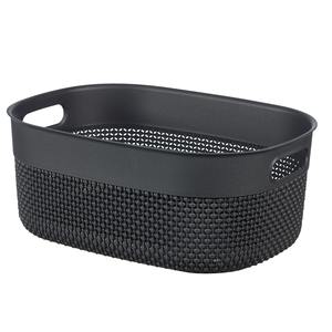 Modèle de panier moderne Panier de rangement écologique en plastique recyclé FILO M gris foncé avec poignées 12LT 38X28.5X15CM - Product Image 1