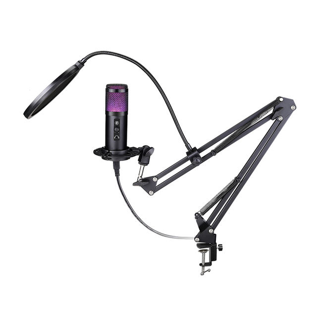 K9B Type-C USB Condenser Microphone with Cantilever Bracket for Desktop Gaming and Computer Use