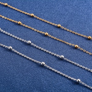 Collier long délicat en acier inoxydable pour femmes, chaîne à maillons avec perles, ras-de-cou, accessoires de bijouterie - Product Image 3
