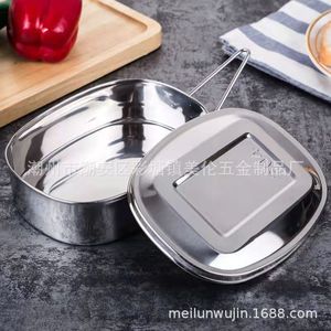 กล่องอาหารกลางวันสแตนเลส 304 ทรงสี่เหลี่ยมชั้นเดียวสองชั้นพร้อมฝาปิดสำหรับนักเรียนพนักงานออฟฟิศใช้ในโรงอาหาร - Product Image 4