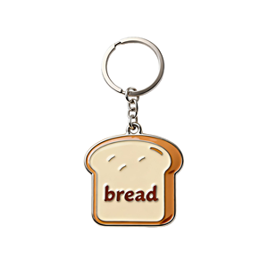 Bread Shape Metal Keychain Custom Enamel Key <b>Ring</b> <b>Cartoon</b> Food Design Zinc Alloy Polished Finish Durable Key Holder Gift - Product Image 1