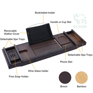 Baignoire en bambou Caddy Plateau de baignoire Oreiller de bain lavable et imperméable avec ventouse - Product Image 2
